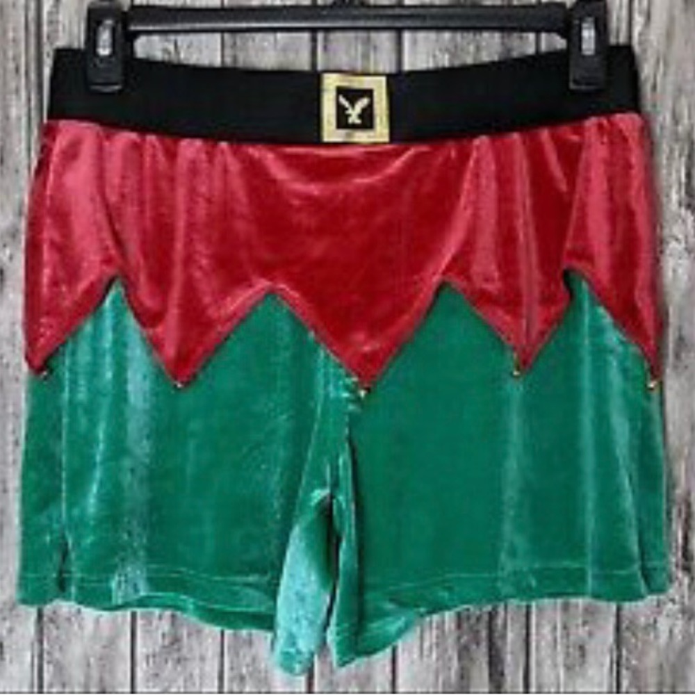 NWT American Eagle Jingle Bells Elf Holiday Themed Christmas Boxers Sz Sm-29-31